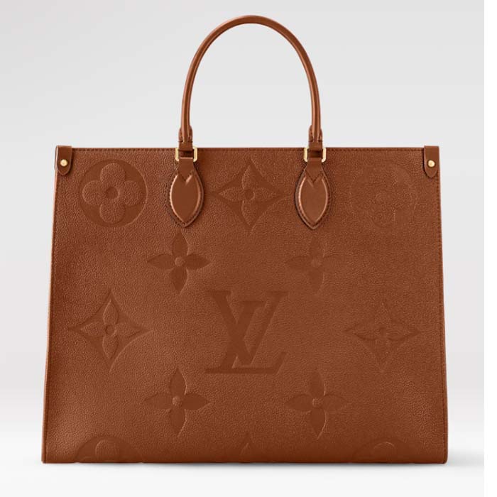 Louis Vuitton LV Women OnTheGO GM Tote Bag Brown Monogram Embossed Leather