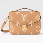 Louis Vuitton LV Women Pochette Metis Bag Beige Monogram Empreinte Embossed Grained Cowhide