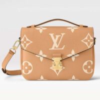 Louis Vuitton LV Women Pochette Metis Bag Beige Monogram Empreinte Embossed Grained Cowhide