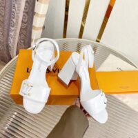 Louis Vuitton LV Women Shake Sandal White Patent Calf Leather 9.5 Cm Heel (7)