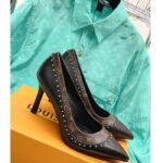 Louis Vuitton LV Women Signature Pump Black Calf Leather Patent Monogram Canvas 9.5 Cm Heel - Image 2