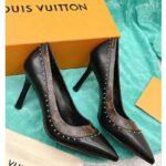 Louis Vuitton LV Women Signature Pump Black Calf Leather Patent Monogram Canvas 9.5 Cm Heel - Image 6