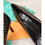Louis Vuitton LV Women Signature Pump Black Calf Leather Patent Monogram Canvas 9.5 Cm Heel - Image 10