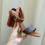 Louis Vuitton LV Women Silhouette Sandal Cacao Brown Patent Monogram Canvas Leather - Image 4