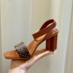 Louis Vuitton LV Women Silhouette Sandal Cacao Brown Patent Monogram Canvas Leather - Image 5