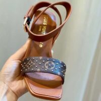 Louis Vuitton LV Women Silhouette Sandal Cacao Brown Patent Monogram Canvas Leather (8)