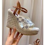 Louis Vuitton LV Women Starboard Wedge Sandal Natural Damier Azur Canvas Calf Leather - immagine 3