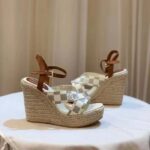 Louis Vuitton LV Women Starboard Wedge Sandal Natural Damier Azur Canvas Calf Leather - immagine 2