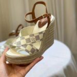 Louis Vuitton LV Women Starboard Wedge Sandal Natural Damier Azur Canvas Calf Leather - immagine 8