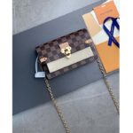 Louis Vuitton LV Women Vavin Chain Wallet Beige Damier Ebene Coated Canvas - Imagen 2