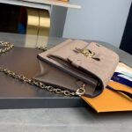 Louis Vuitton LV Women Vavin Chain Wallet Tourterelle Gray Embossed Cowhide Leather – Image 4