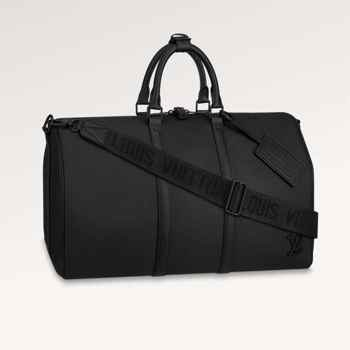 Louis Vuitton Unisex Keepall Bandoulière 50 Travel Bag Black LV Aerogram Cowhide Leather