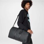 Louis Vuitton Unisex Keepall Bandoulière 50 Travel Bag Black LV Aerogram Cowhide Leather - Image 13