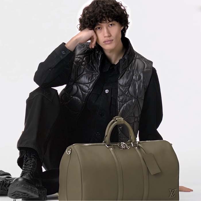 Louis Vuitton Unisex Keepall Bandoulière 50 Travel Bag Khaki LV Aerogram Cowhide Leather (4)