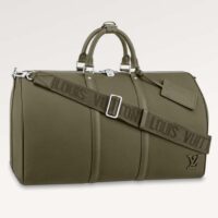 Louis Vuitton Unisex Keepall Bandoulière 50 Travel Bag Khaki LV Aerogram Cowhide Leather (5)