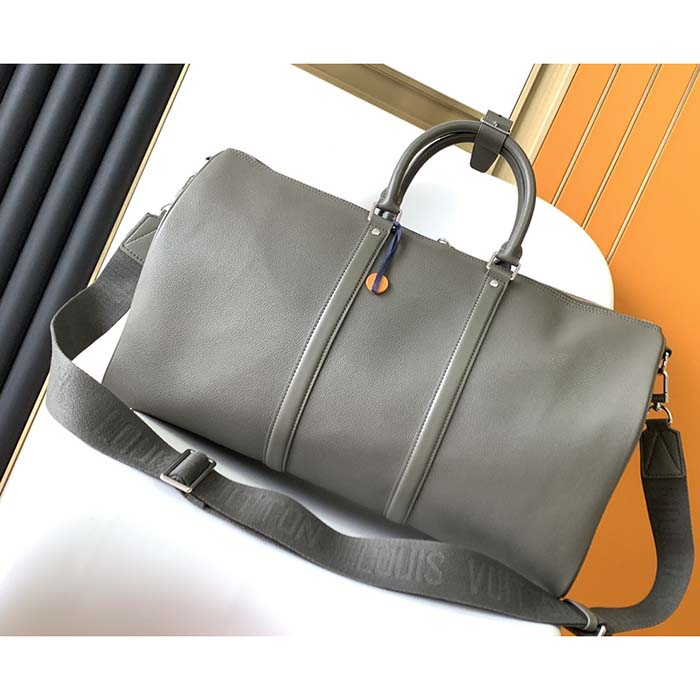 Louis Vuitton Unisex Keepall Bandoulière 50 Travel Bag Khaki LV Aerogram Cowhide Leather (6)