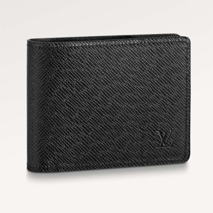 Louis Vuitton Unisex Multiple Wallet Black Taiga Cowhide Leather