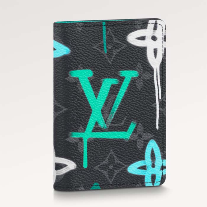 Louis Vuitton Unisex Pocket Organizer LV Graffiti Green Coated Canvas Cowhide Leather