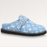 Louis Vuitton Dam LV Cosy Flat Comfort Träsko Blå Monogram Denim Justerbar Rem