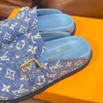Louis Vuitton Women LV Cosy Flat Comfort Clog Blue Monogram Denim Adjustable Strap - Bild 7