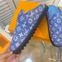 Louis Vuitton Women LV Cosy Flat Comfort Clog Blue Monogram Denim Adjustable Strap (4)