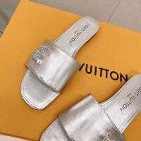 Louis Vuitton Women LV Shake Flat Mule Silver Metallic Lambskin Leather (7)