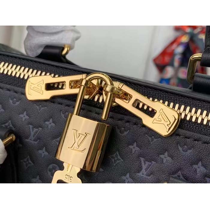Louis Vuitton Women LV Speedy Bandouliere 20 Handbag Black Calfskin Double Zip (5)