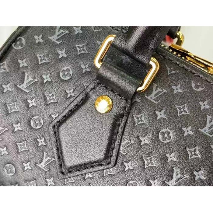 Louis Vuitton Women LV Speedy Bandouliere 20 Handbag Black Calfskin Double Zip (8)