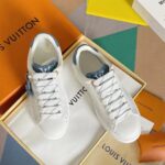 Louis Vuitton Women LV Time Out Sneaker Blue Mix Materials Monogram Flower - Image 4