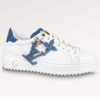 Louis Vuitton Women LV Time Out Sneaker Blue Mix Materials Monogram Flower (9)