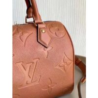 Louis Vuitton Women Speedy Bandoulière 25 Handbag Cognac Brown Embossed Grained Cowhide Leather (10)