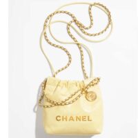 Chanel Women CC 22 Mini Handbag Shiny Calfskin Gold-Tone Metal Yellow (1)