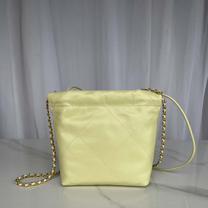 Chanel Women CC 22 Mini Handbag Shiny Calfskin Gold-Tone Metal Yellow (4)