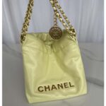 Chanel Women CC 22 Mini Handbag Shiny Calfskin Gold-Tone Metal Yellow - Image 4