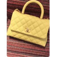 Chanel Women CC Quilted Handbag Yellow Calfskin Leather Gold-Tone Metal (7)