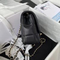 Chanel Women CC Small Flap Bag Grained Calfskin Gold Tone Metal Black (8)