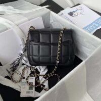 Chanel Women CC Small Flap Bag Grained Calfskin Gold Tone Metal Black (8)