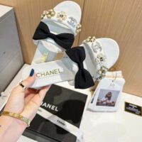 Chanel Women Mules Lambskin White Black 1.5 Cm Heel (1)