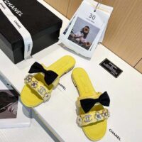 Chanel Women Mules Lambskin Yellow Black 1.5 Cm Heel (3)