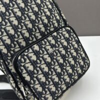 Dior Unisex CD Mini Rider Sling Bag Beige Black Dior Oblique Jacquard (4)