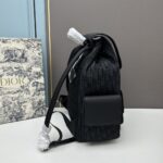 Dior Unisex CD Saddle Backpack Black Dior Oblique Jacquard Grained Calfskin - Image 4