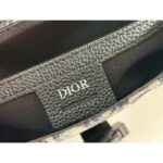 Dior Unisex CD Saddle Pouch Strap Beige Black Oblique Jacquard Black Grained Calfskin - Image 10