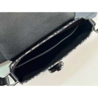 Dior Unisex CD Saddle Pouch Strap Beige Black Oblique Jacquard Black Grained Calfskin (2)