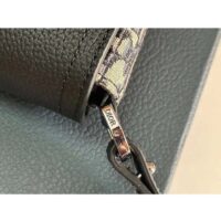 Dior Unisex CD Saddle Pouch Strap Beige Black Oblique Jacquard Black Grained Calfskin (2)