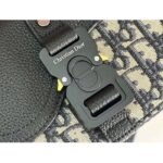 Dior Unisex CD Saddle Pouch Strap Beige Black Oblique Jacquard Black Grained Calfskin - Image 7