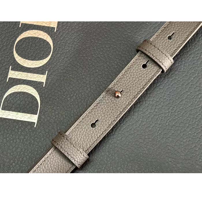 Dior Unisex CD Saddle Pouch Strap Black Grey Oblique Jacquard Grained Calfskin (10)
