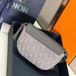 Dior Unisex CD Saddle Pouch Strap Black Grey Oblique Jacquard Grained Calfskin - Image 3