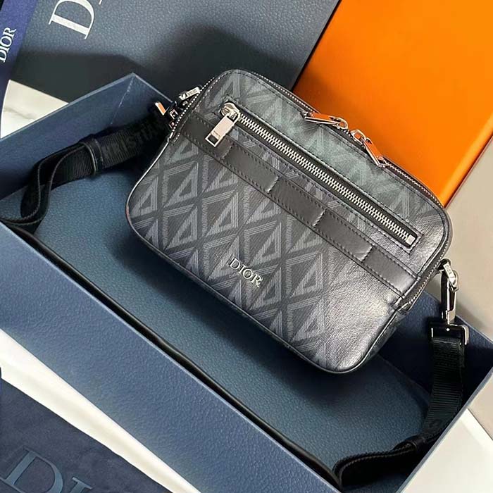 Dior Unisex CD Safari Bag with Strap Black CD Diamond Canvas (3)