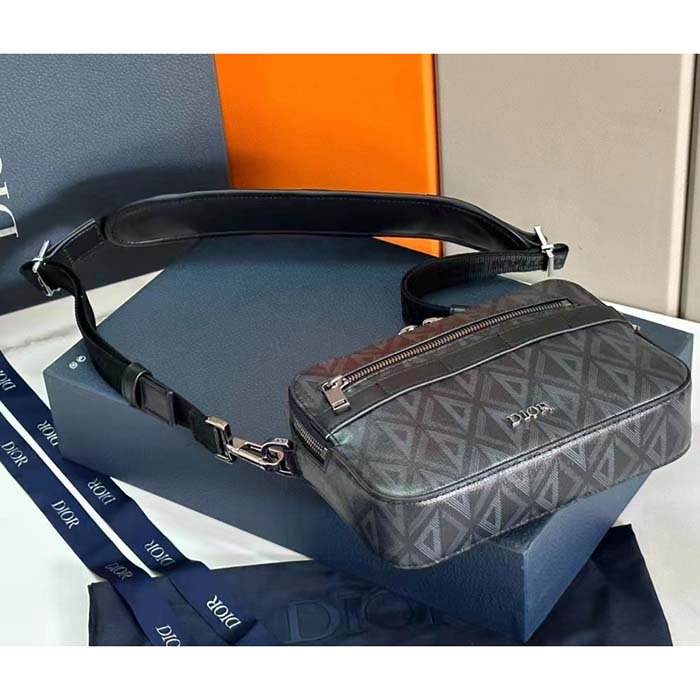 Dior Unisex CD Safari Bag with Strap Black CD Diamond Canvas (4)