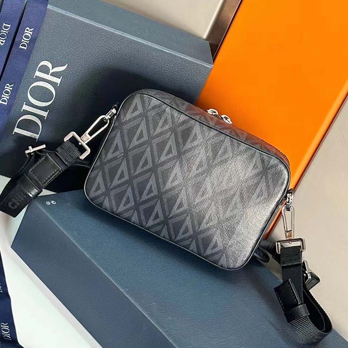 Dior Unisex CD Safari Bag with Strap Black CD Diamond Canvas (6)